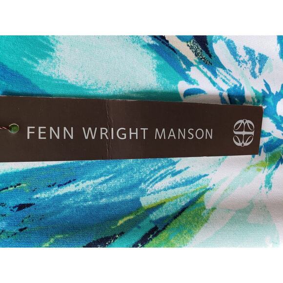 Fenn Wright Manson Shift Dress Women's 14 Multi Floral Stretch Bell Split Sleeve - Picture 5 of 13